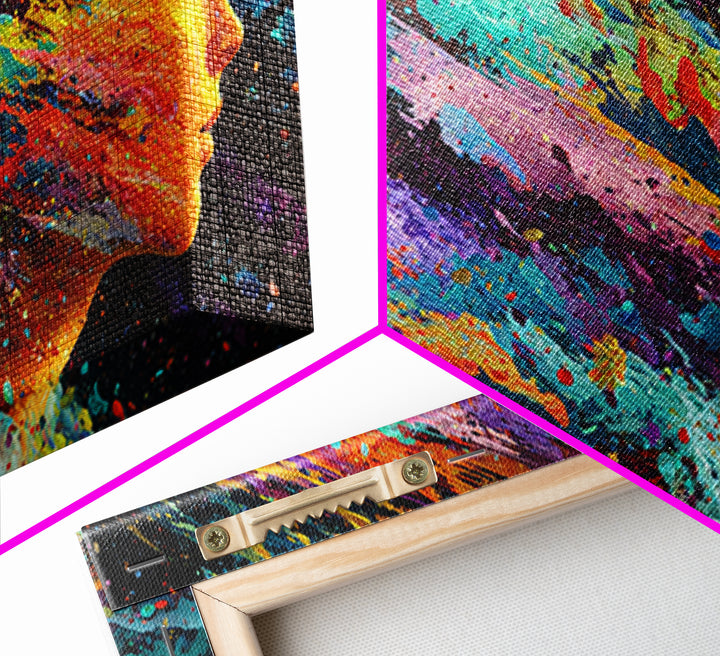 Vibrant Abstract Female Portrait With Colorful Splash Effects Canvas Print Modern Wall Art For Bedroom And Living Room