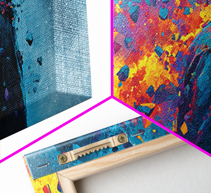 Vibrant Shattered Abstract Portrait With Exploding Colorful Pieces Contemporary Canvas Print