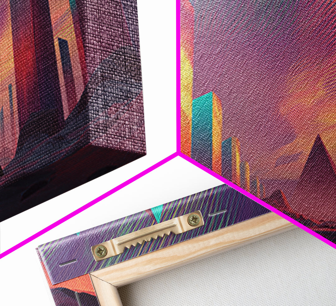Colorful Psychedelic Meditation Artwork With Neon Lines Spiritual Wall Art Canvas Print