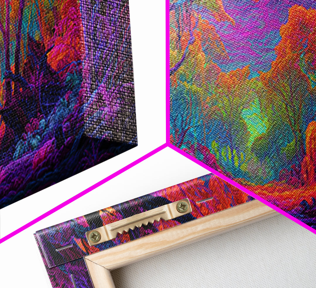 Vibrant Fantasy Forest Landscape Wall Art Colorful Nature Canvas Print For Living Room Modern Wall Art