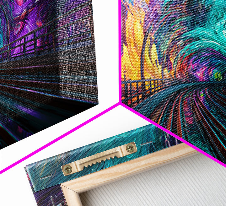 Vivid Abstract Colorful Tunnel With Paint Swirls And Rainbow Hues Canvas Print Modern Wall Art Framed Home Decor