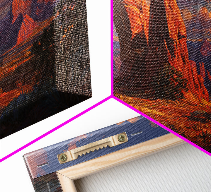 Sunlit Red Rock Arch In Desert Landscape Stunning Warm Tones Southwestern Wall Art For Living Room Decor Framed Canvas Print