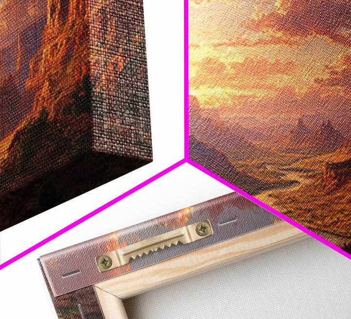 Sunset Over Monumental Canyon With Orange Glow In Dramatic Sky Large Wall Art Original Landscape Canvas Print