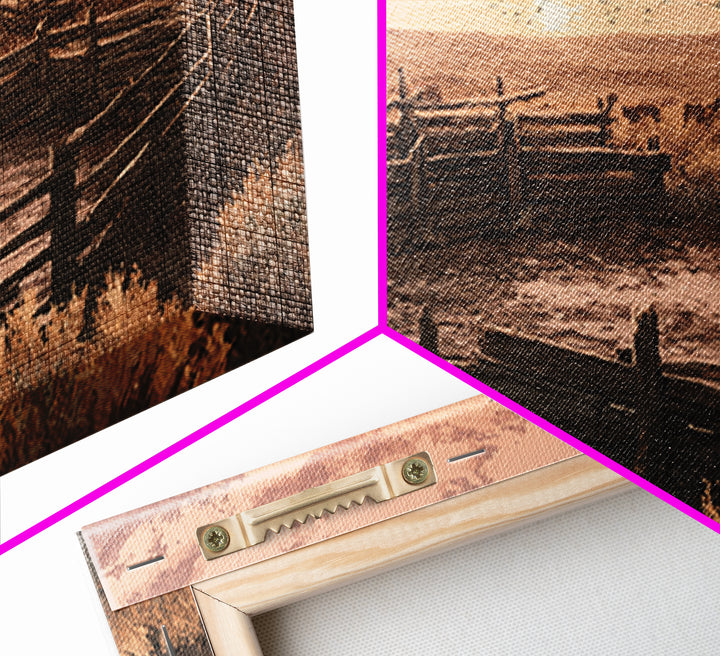 Detailed Traditional Oriental Landscape Scroll Art Painting Framed Canvas Print Asian Wall Art Home Decor Zen Style Wall Art
