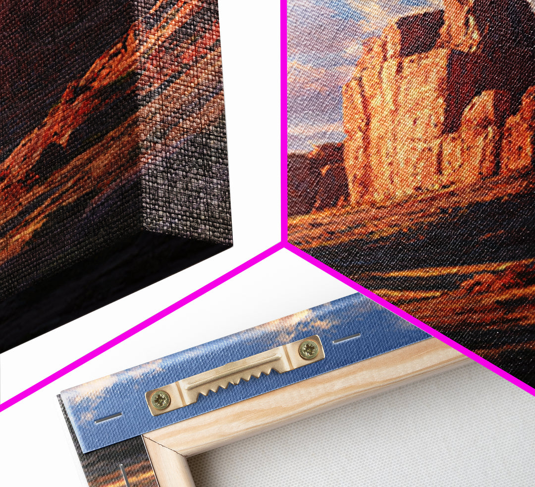 Sunset Over Rugged Canyon Mountain Landscape Contemporary Oil Painting Canvas Print For Modern Wall Art Nature Home Decor