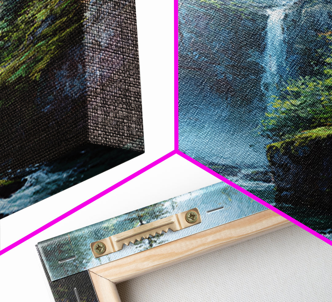 Beautiful Waterfall In Lush Forest Canvas Print, Serene Landscape Wall Art, Nature Inspired Modern Home Decor