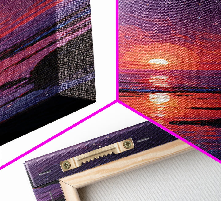 Stunning Starry Night Ocean Sunset Digital Painting Colorful Wall Art Canvas Print Modern Coastal Decor