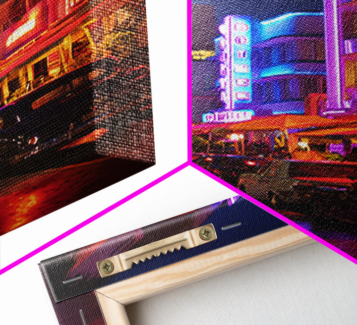Digital Futuristic Waterfall With Vibrant Pink Light And Abstract Landscape Elements Modern Wall Art Print