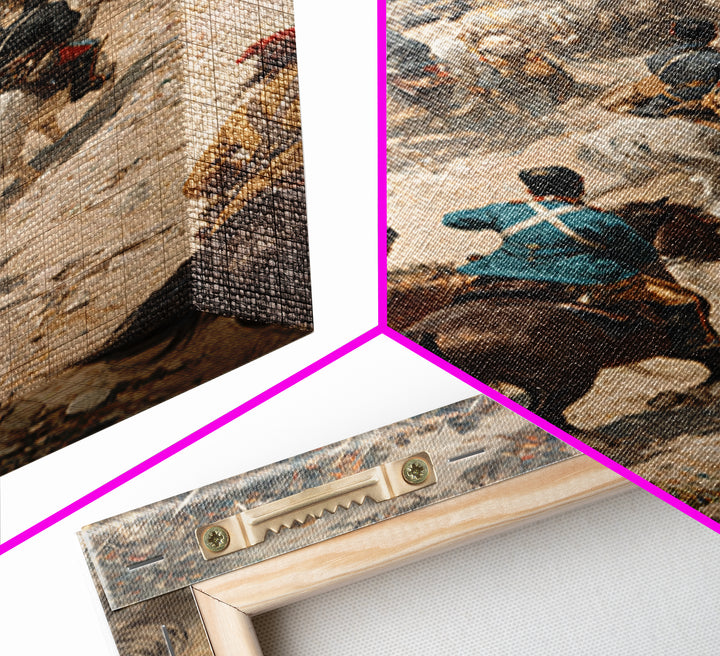 Chaotic Cavalry Battle Scene Wall Art, Historical Canvas Print, War Painting Decor, Equestrian Art, Masculine Office Gift