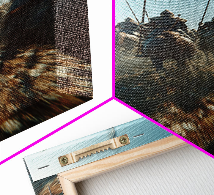 Ancient Cavalry Charge Across Dusty Battlefield Canvas Print, Epic Battle Wall Art, Horse Racing Decor, Masculine Art Gift For Him