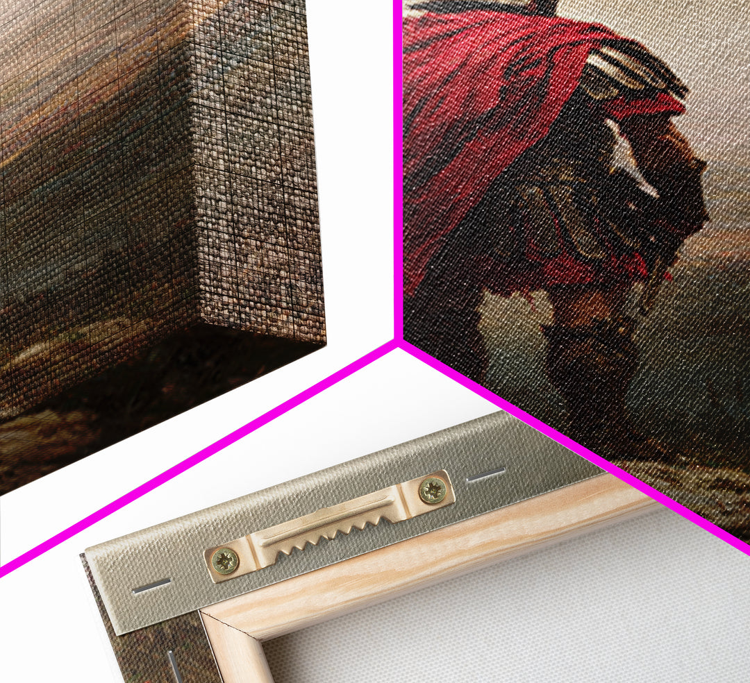 Roman Centurion In Red Cloak Overlooking Battlefield Wall Art, Ancient Warrior Canvas Print For Office Decor And Gift For Him