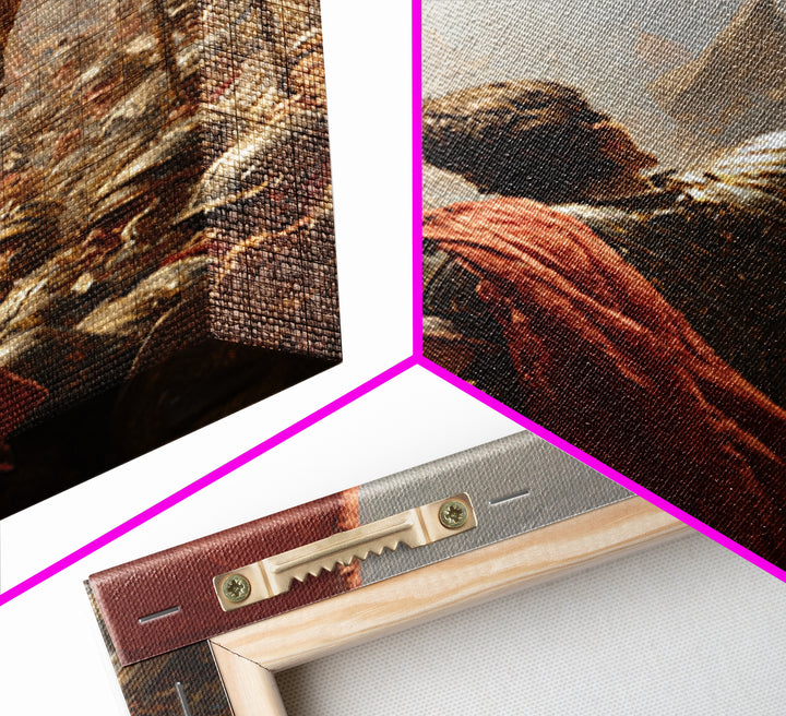 Roman Standard Bearer In Battle Wall Art, Dramatic Warrior Oil Painting, Historical Fine Art Print, Masculine Office Decor
