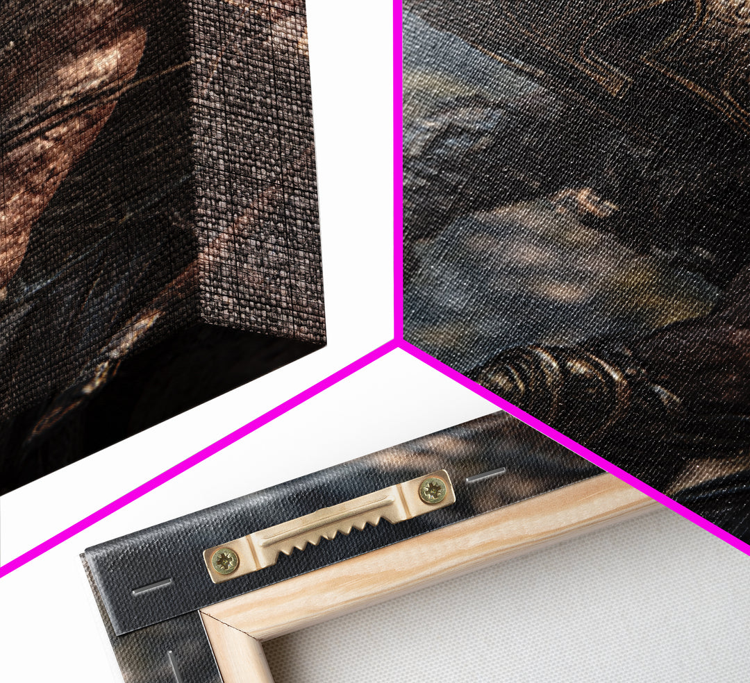 Armored Spartan Warrior With Bronze Helmet Wall Art, Ancient Greek Canvas Print, Masculine Office Decor, History Gift For Him