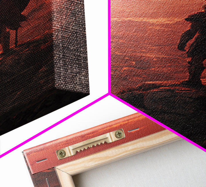 Spartan Warrior At Red Sunset, Epic Landscape Wall Art, Greek Soldier Canvas Print, Masculine Office Decor, Gift For Him