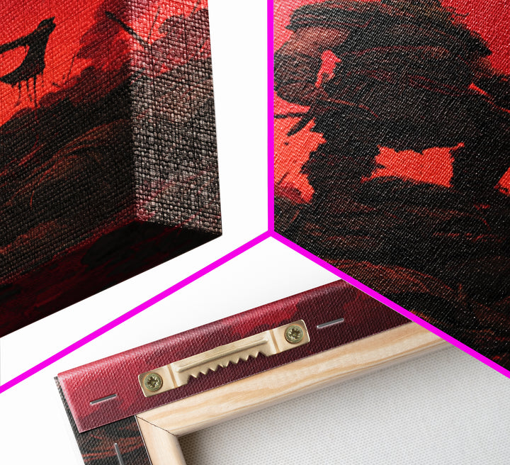 Red Sky Viking Warlord Wall Art, Dark Fantasy Art, Norse Warrior Poster, Gothic Canvas Print, Masculine Game Room Decor Gift