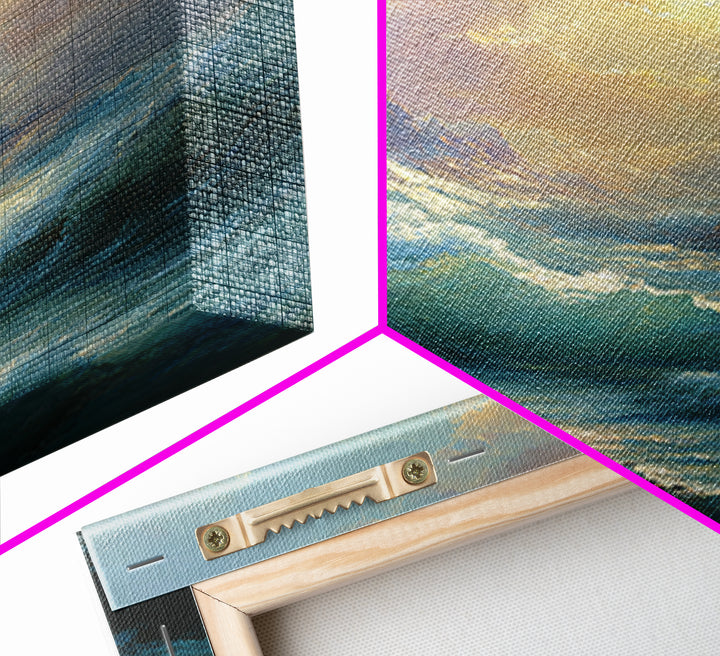 Stormy Ocean Wave Wall Art, Dramatic Seascape Oil Painting, Coastal Canvas Decor For Living Room And Beach House Gift Idea