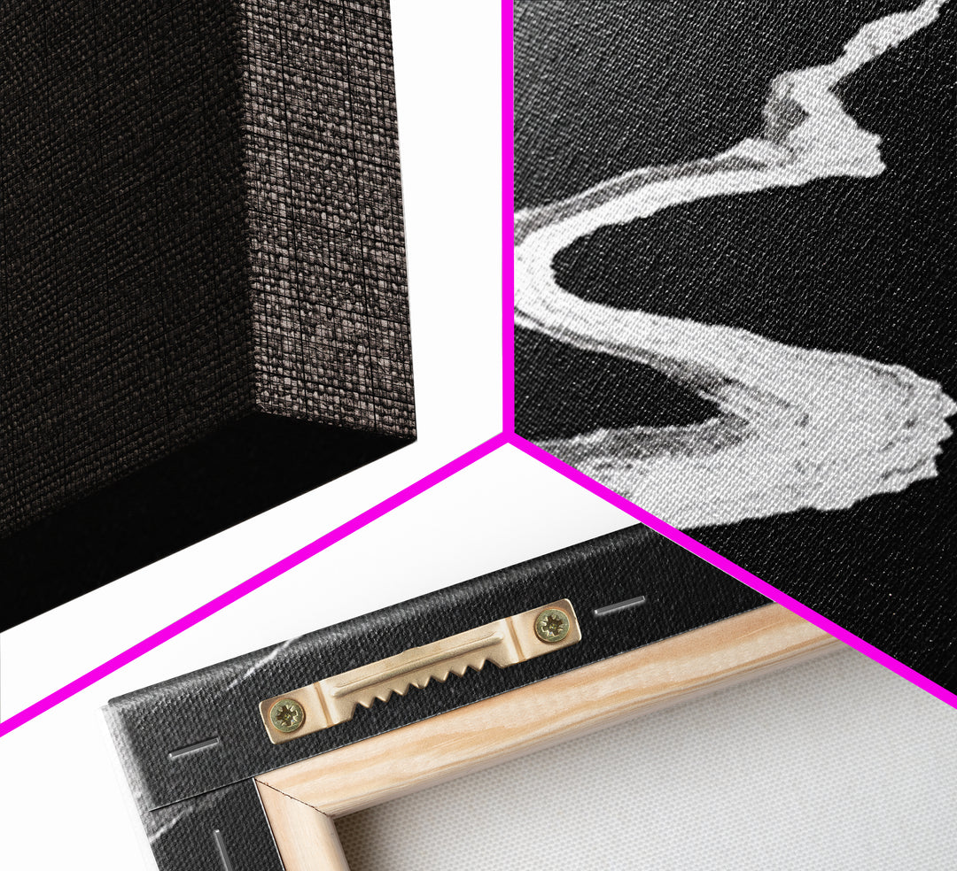 Abstract Black And White Textured Paint Stroke Minimalist Wall Art Canvas Print For Office Decor