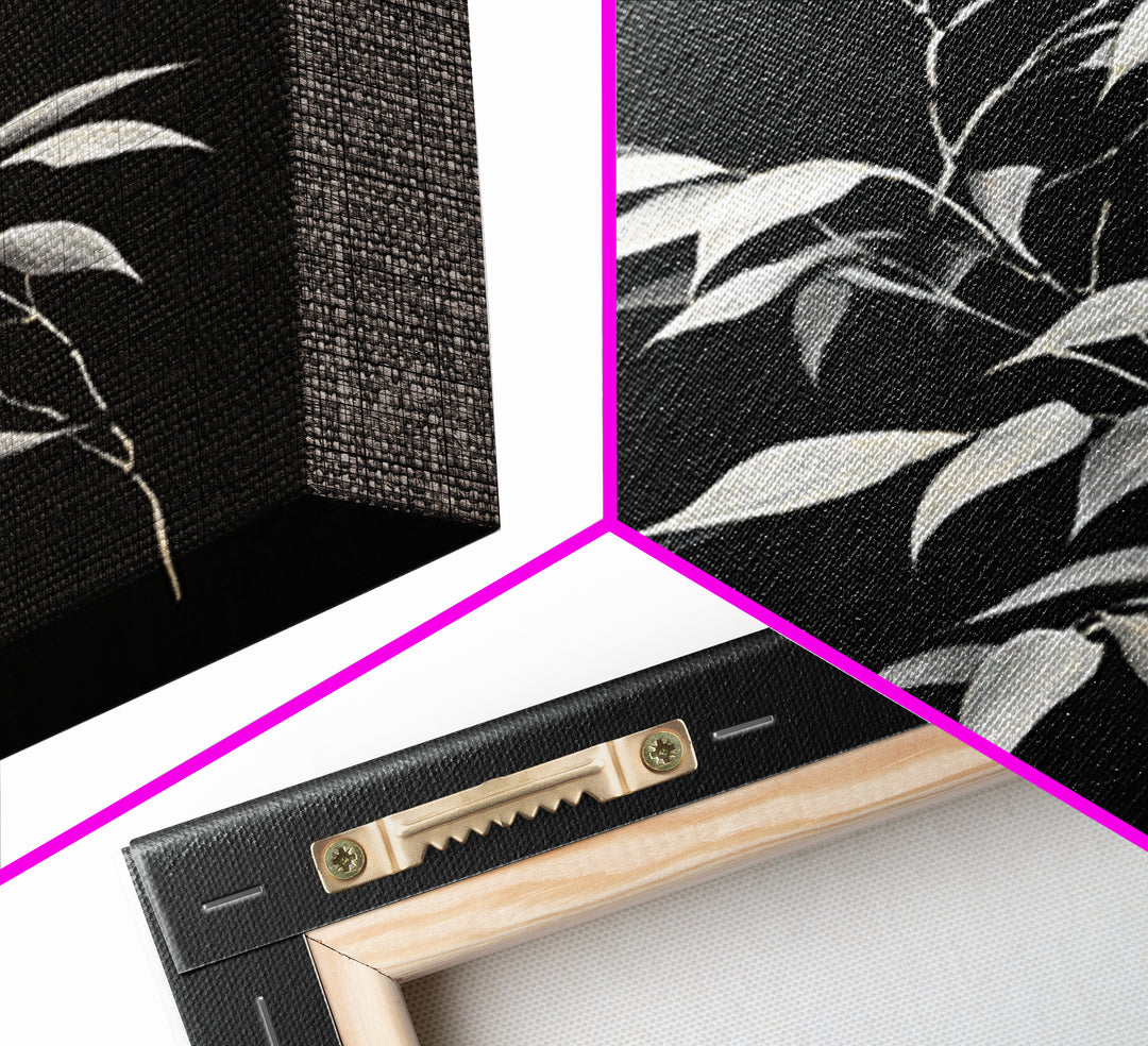 Elegant Minimalist Bamboo Plant Black And White Canvas Print, Zen Botanical Wall Art, Contemporary Home Decor