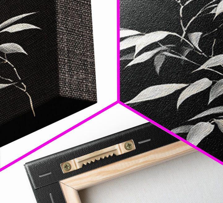 Elegant Minimalist Bamboo Plant Black And White Canvas Print, Zen Botanical Wall Art, Contemporary Home Decor