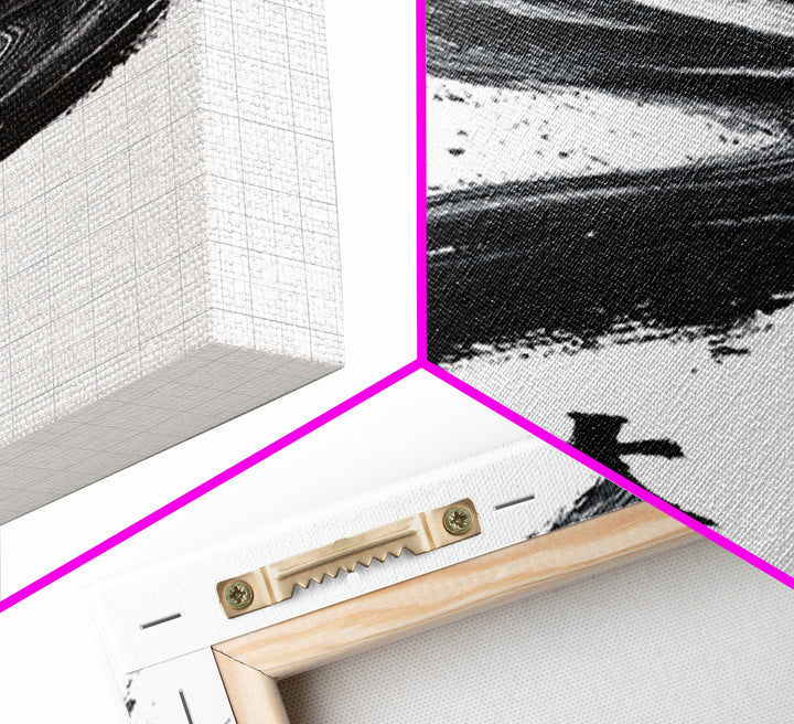 Sleek Abstract Black Brushstroke Ink Art With Water Symbol Wall Art Canvas Print Minimalist Wall Decor For Modern Home