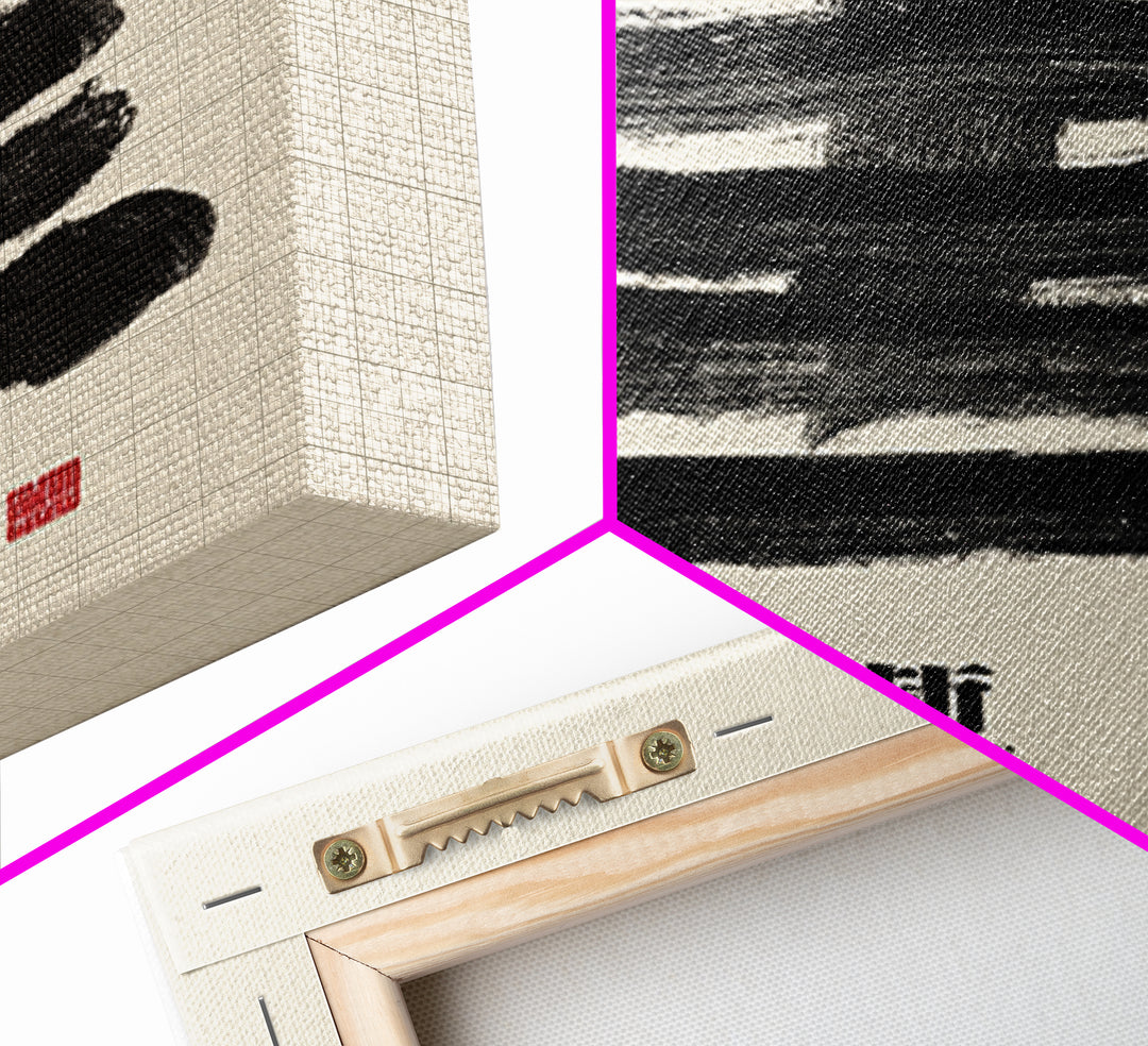 Minimalist Japanese Calligraphy Black Ink Painting Abstract Brush Stroke Wall Art Canvas Print For Zen Decor