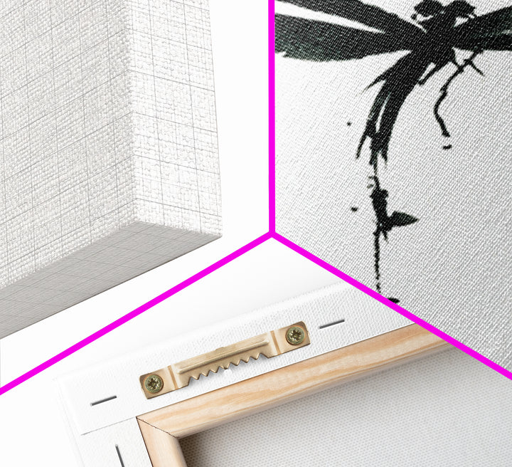 Minimalist Black Ink Dragonfly Wall Art Print Monochrome Canvas Print For Bedroom And Living Room Decor