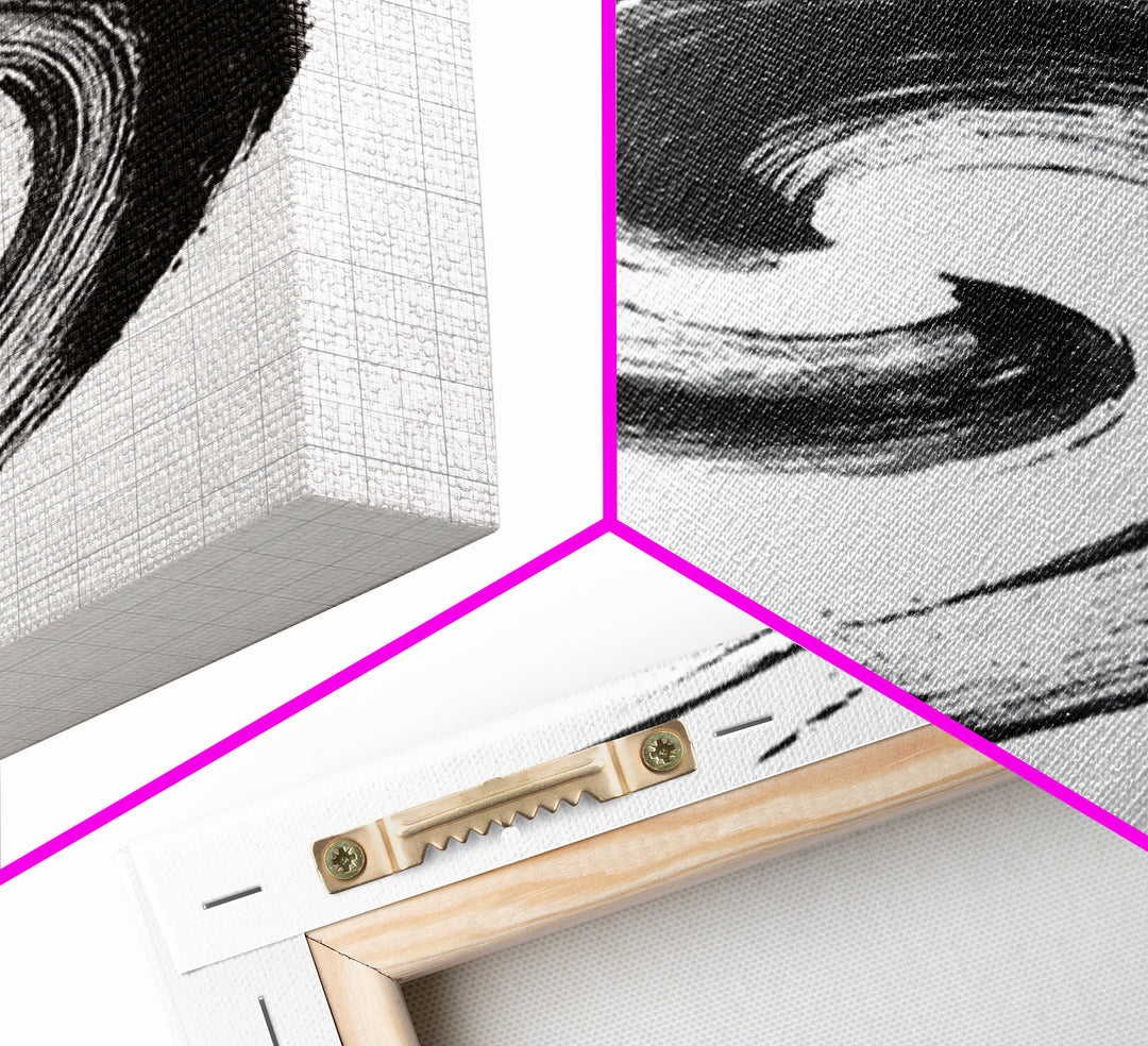 Zen Swirling Ink Brush Stroke Abstract Wall Art Minimalist Black And White Canvas Print For Modern Home Decor And Office