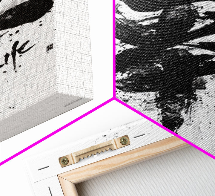 Abstract Black And White Ink Calligraphy Art With Splatter Effect Life Quote Framed Wall Art Print Minimalist Home Decor
