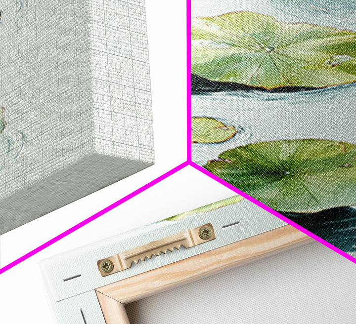 Botanical Watercolor Art Of Floating Lotus Leaves Calm Minimalist Wall Art Print For Nature Inspired Home
