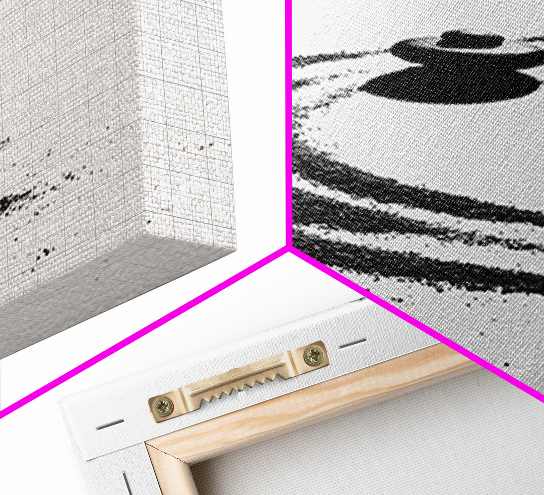 Zen Inspired Minimalist Sand And Stone Artwork Black And White Canvas Print For Modern Meditation Room Wall Art