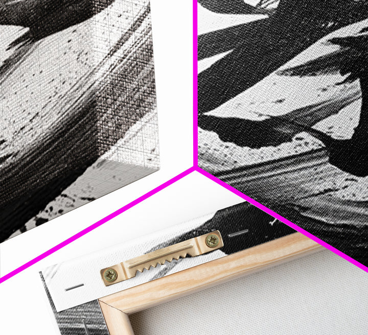 Abstract Japanese Kanji Calligraphy Bold Black Ink Brush Strokes Wall Art Canvas Print For Modern Asian Home Decor