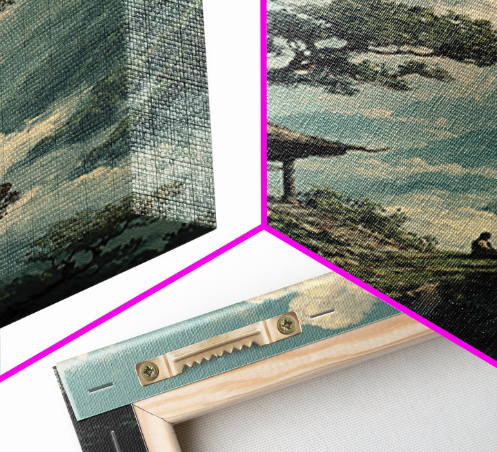 Tranquil Mountain Meditation Scene With Zen Garden Framed Canvas Print For Spiritual And Modern Home Wall Art Decor