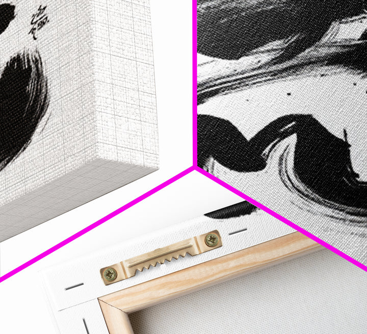 Elegant Japanese Calligraphy Ink Painting Minimalist Wall Art Black And White Original Art Canvas Print