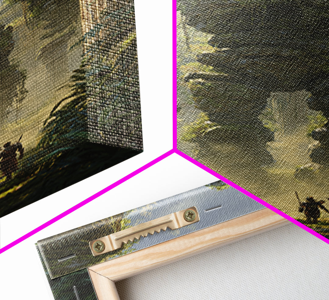 Moss Covered Stone Golem In Jungle Ruins Wall Art Fantasy Canvas Print For Nature Decor Adventure Art And Kids Room Wall Decor