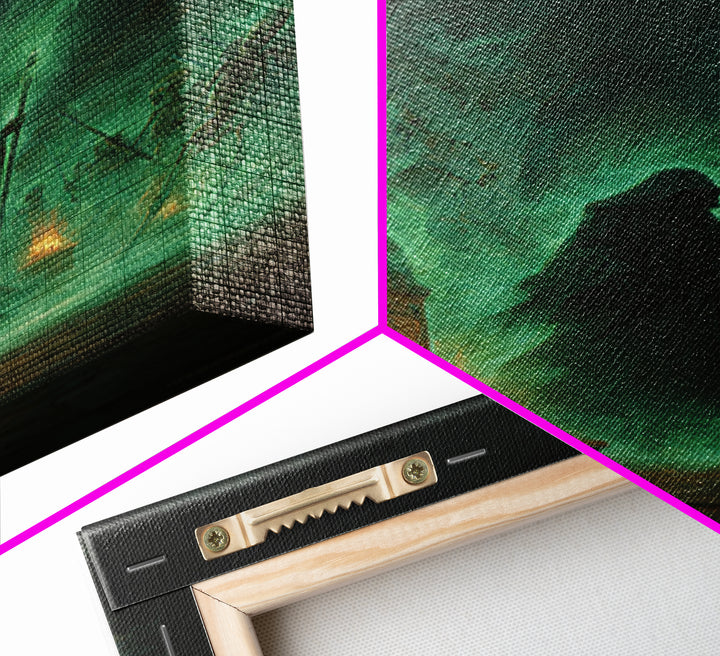 Green Necromancer Dungeon Wall Art, Dark Fantasy Canvas Print, Skeleton Gothic Decor, Witchy Macabre Home Decor, Gift For Him