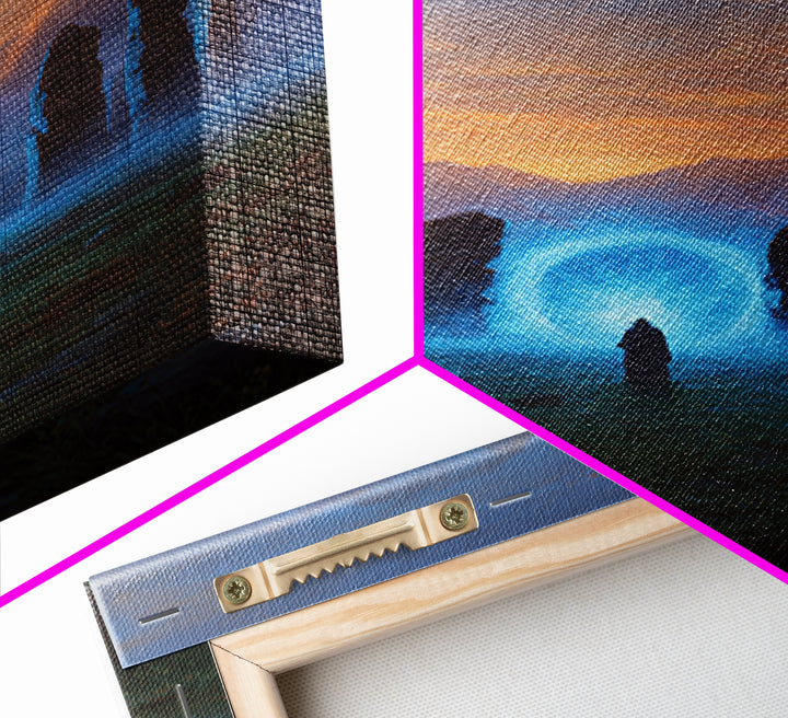 Glowing Portal Stone Circle Wall Art, Mystical Fantasy Canvas Print, Celestial Landscape Decor, Spiritual Gift For New Home