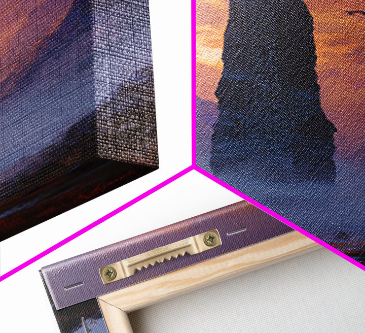 Misty Mountain Monolith Raven Large Canvas Print, Dark Fantasy Wall Art, Epic Landscape Art, Gothic Office Decor, Gift For Him