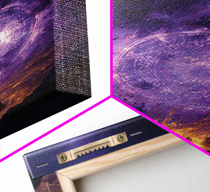 Purple Magic Portal Epic Battle Canvas Print, Dark Fantasy Wall Art, Witchy Decor, Surreal Artwork, Gothic Gaming Room Decor