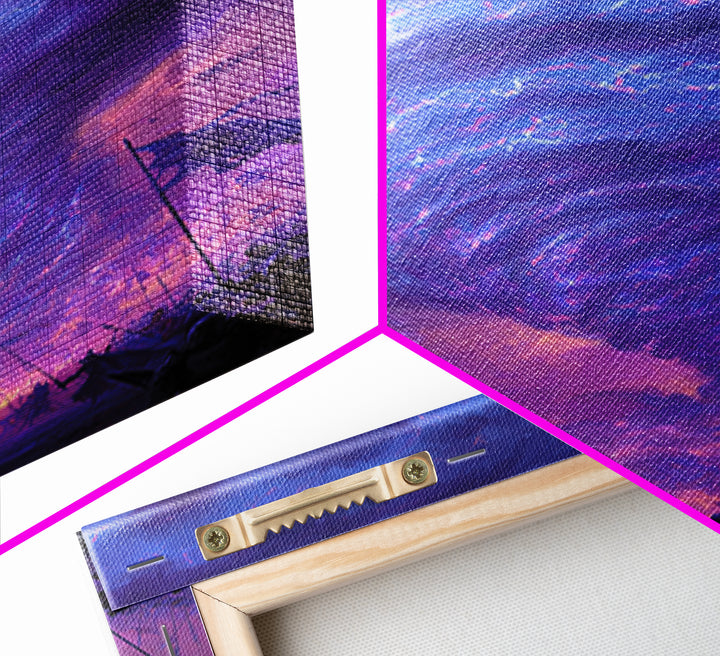Purple Tornado Battle Storm Canvas Print, Fantasy Wall Art, Dark Magic Landscape, Epic Game Room Decor, Dramatic Gift For Him