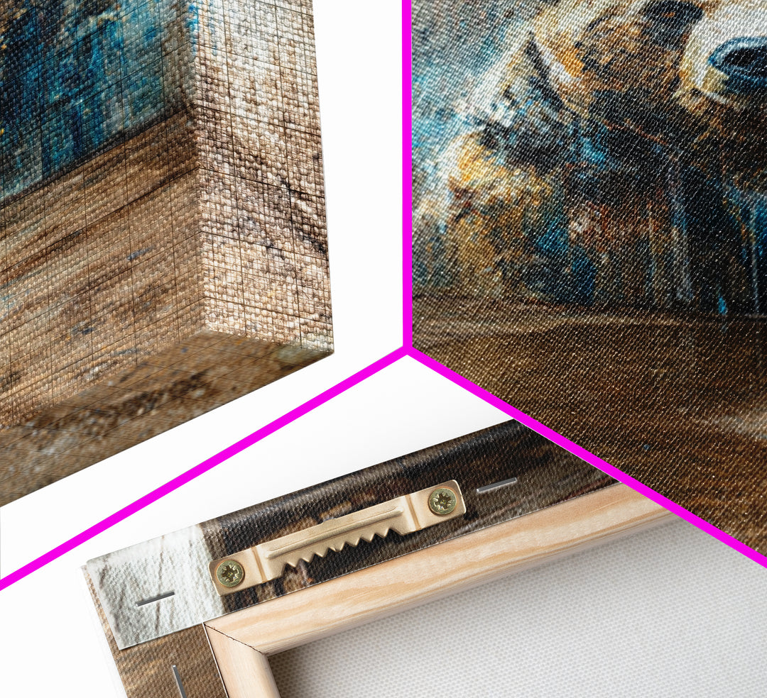Realistic Bear Mural In Industrial Ruins Wall Art Urban Wildlife Canvas Print, Rustic Animal Decor For Cabin Or Office Gift