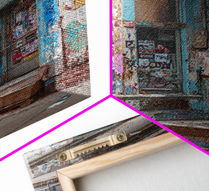 Urban Street Scene With Graffiti And Distressed Building Photography Wall Art Print
