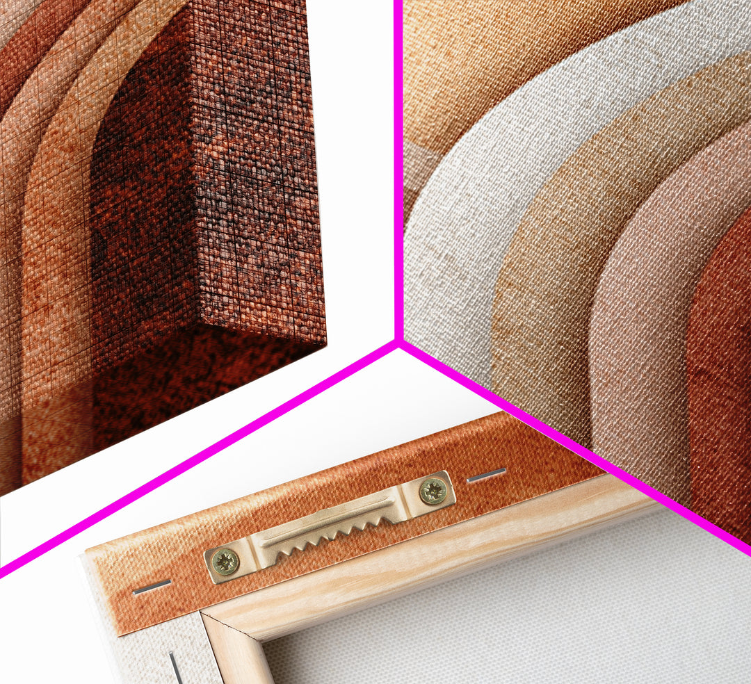 Terracotta Textured Arch Abstract Wall Art, Boho Geometric Canvas Print, Earth Tone Modern Home Decor, Living Room Bedroom Decor