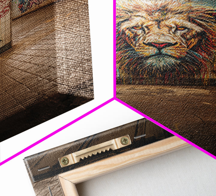Powerful Lion Portrait Street Art Mural In Urban Tunnel Photography Wall Art Canvas Print For Bold Home Decor