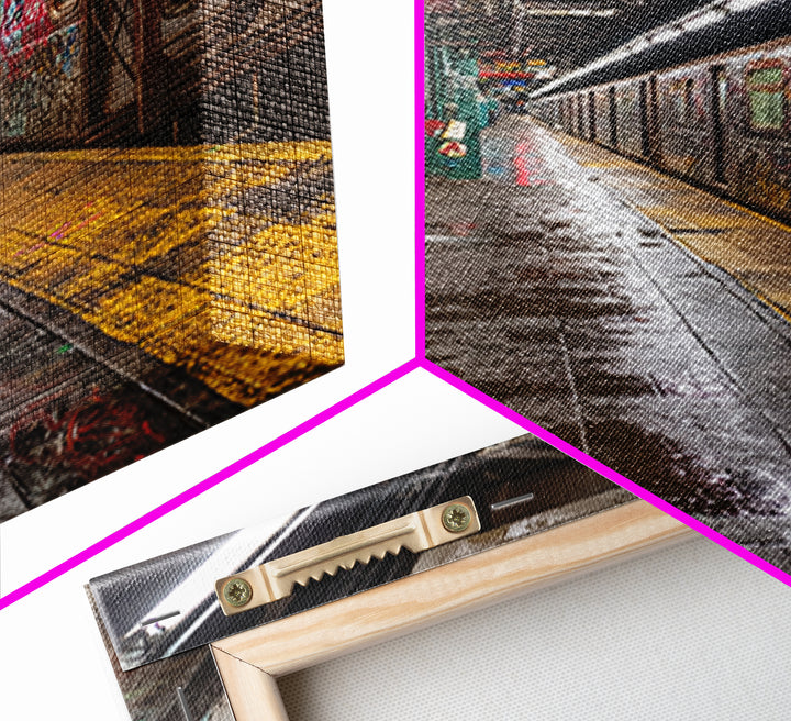 Urban Underground Subway Station Art With Vibrant Graffiti Wall Art Framed Canvas Print For Trendy Home Decor