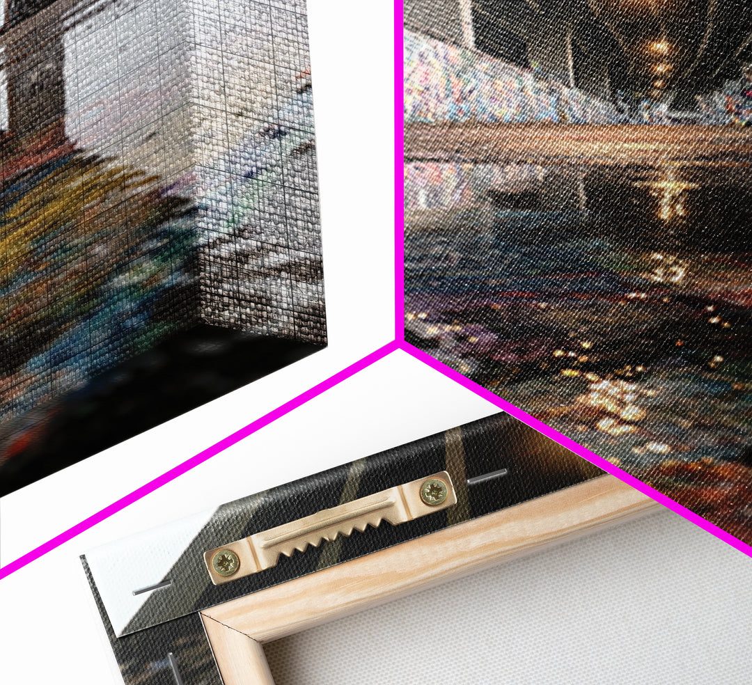 Urban Street Art Graffiti Under Bridge Reflected In Water Puddles Downtown Photographic Wall Art