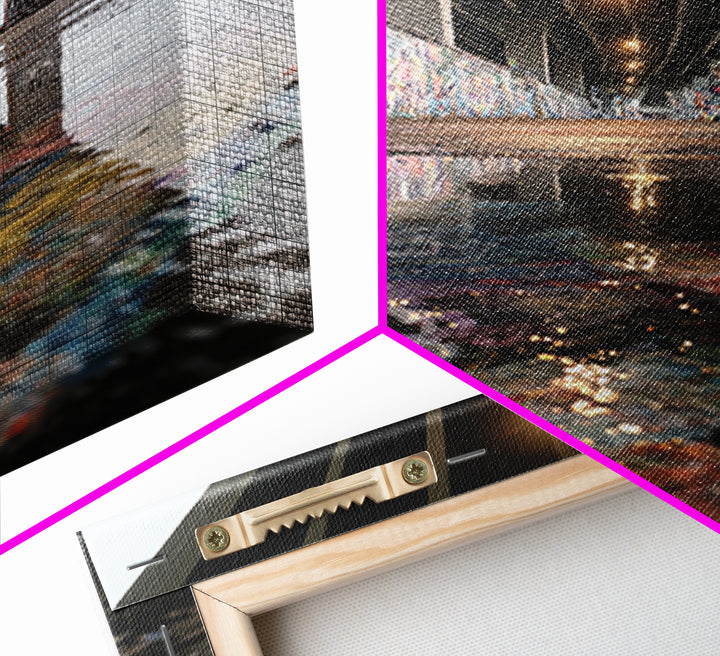 Urban Street Art Graffiti Under Bridge Reflected In Water Puddles Downtown Photographic Wall Art