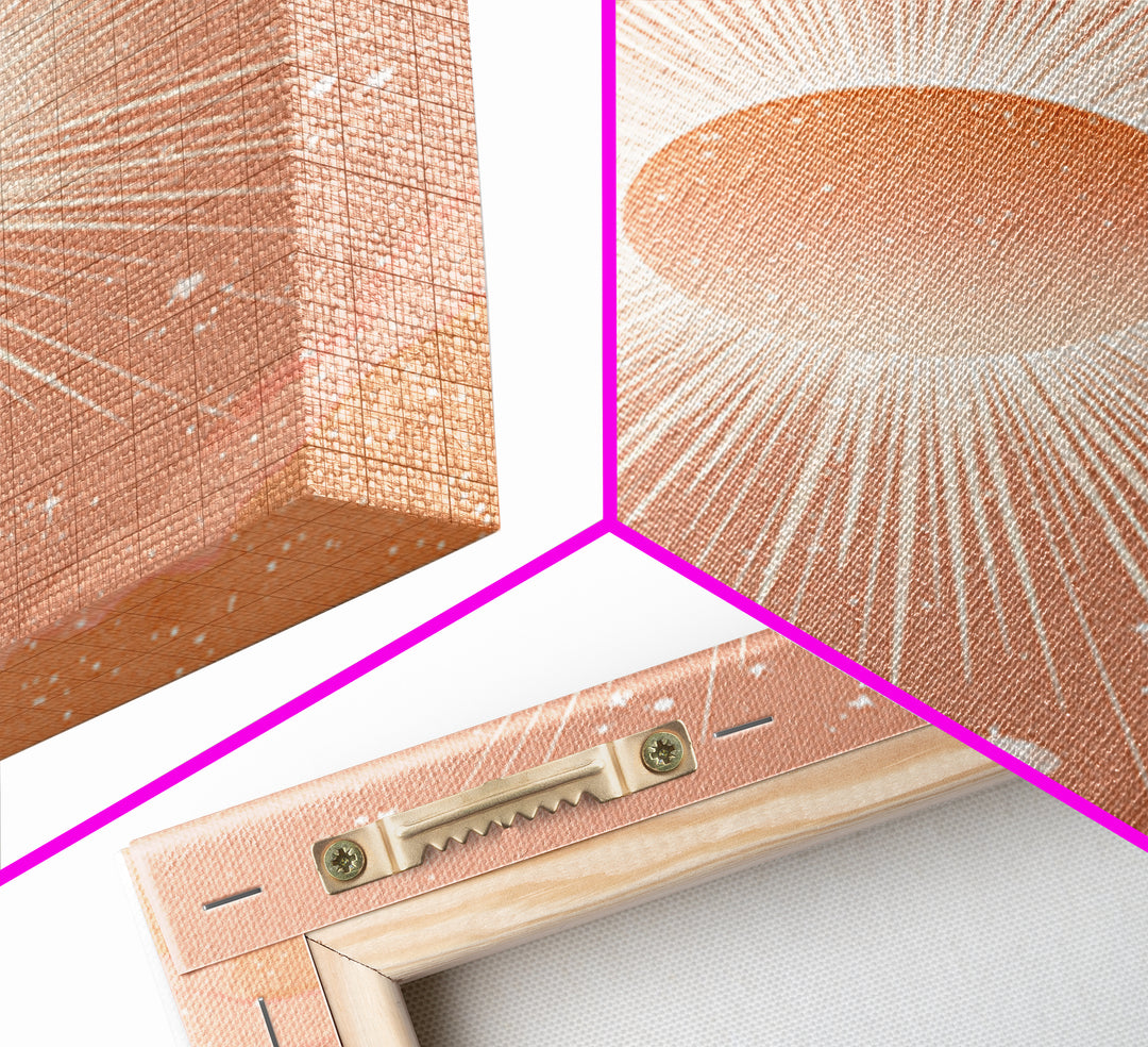 Radiant Peach Sunburst Celestial Wall Art, Boho Sun And Moon Art Print, Warm Neutral Bedroom Decor, Gift For Her, Modern Home Decor