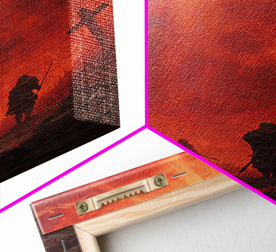 Fiery Red Apocalypse Scene With Warriors And Crosses Dramatic Fantasy Art Canvas Print Perfect Statement Wall Art For Home Decor