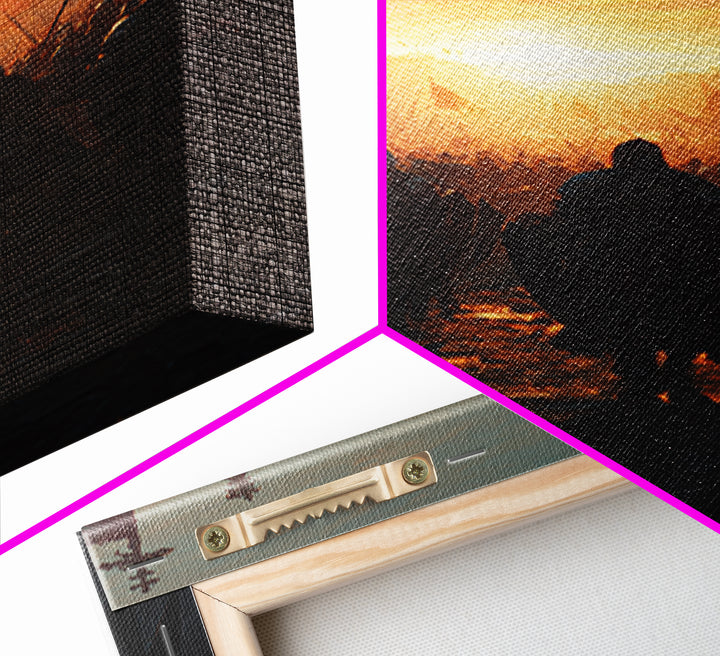 Medieval Knights Battle Scene Dramatic Sunset Wall Art Canvas Print For History Lovers And Home Decor