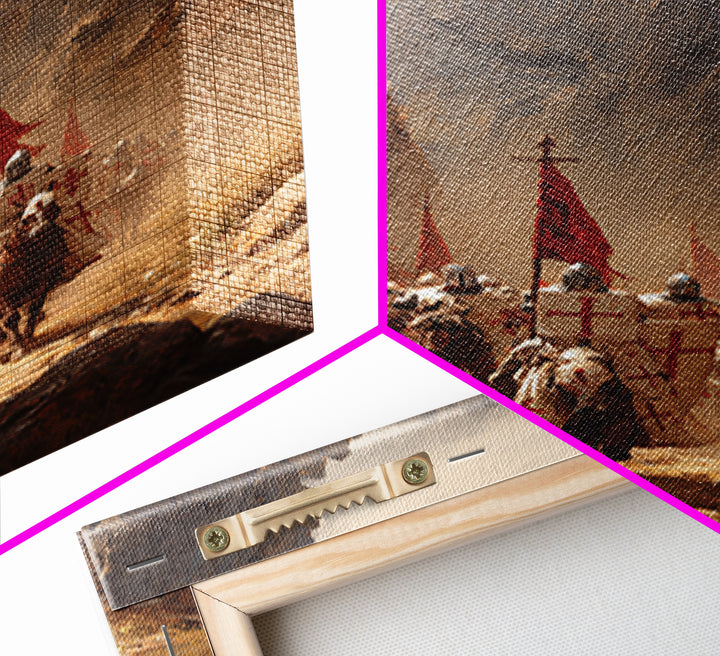 Medieval Knights March Through Canyon Original Painting Large Wall Art Canvas Print